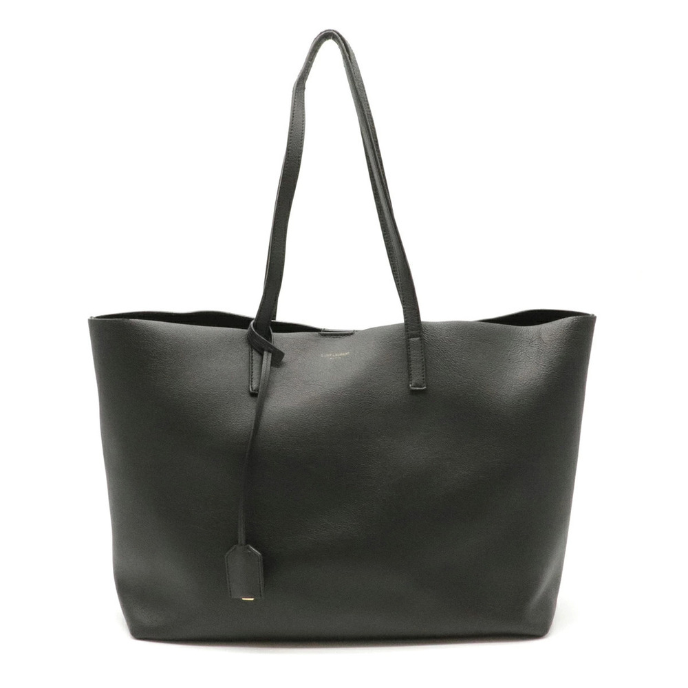 SAINT LAURENT PARIS Shopping Bag Tote Shoulder Calf Leather Black